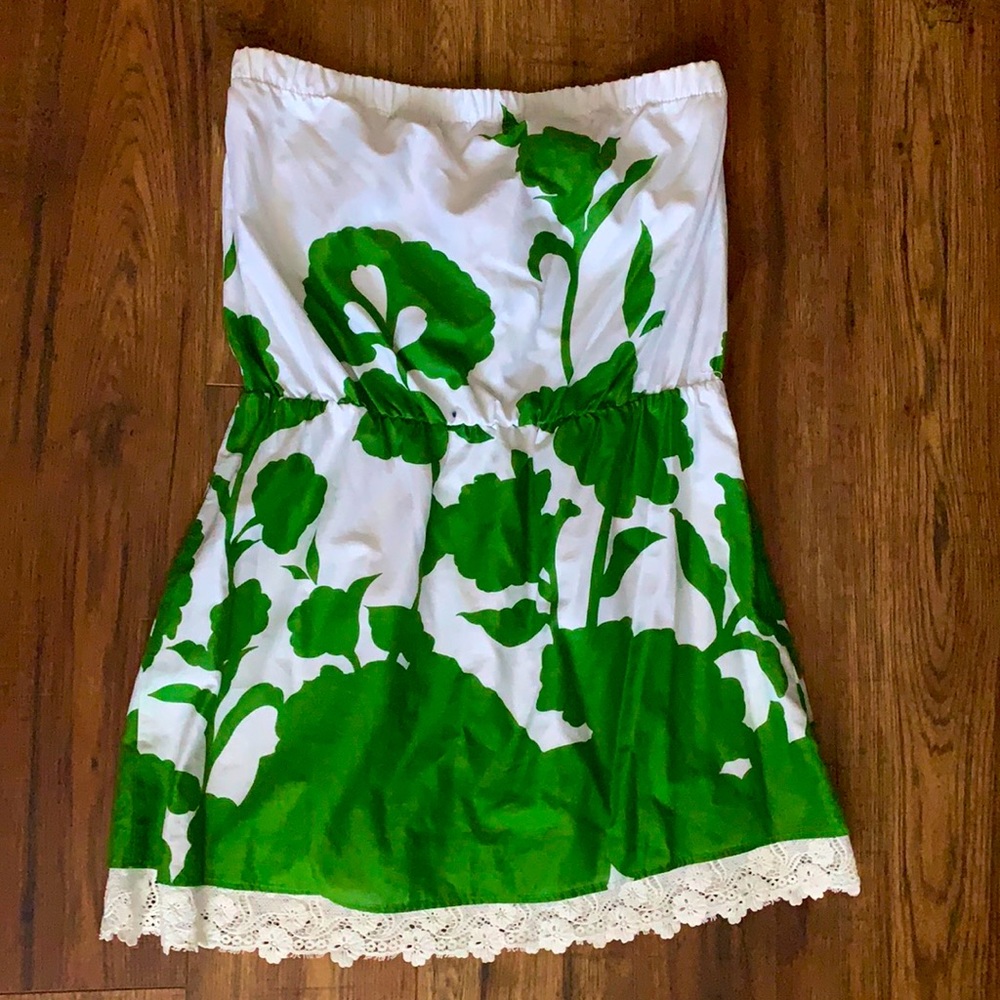 Green and white dress